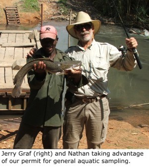 Jerry Graf and Nathan take advantage of our permit for general aquatic sampling.